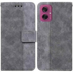 For Motorola Moto G55 Geometric Embossed Leather Phone Case(Grey)