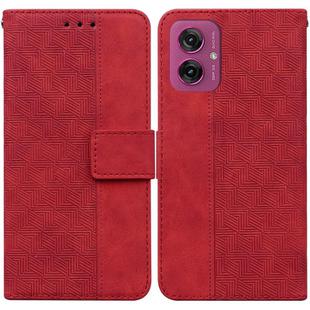 For Motorola Moto G55 Geometric Embossed Leather Phone Case(Red)