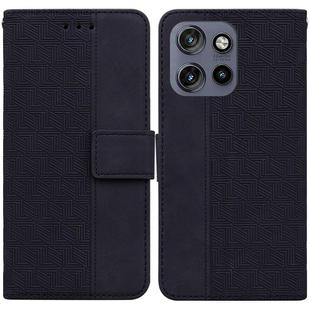 For Motorola Edge 50 Neo 5G Global Geometric Embossed Leather Phone Case(Black)