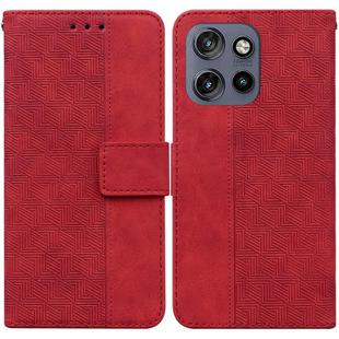 For Motorola Edge 50 Neo 5G Global Geometric Embossed Leather Phone Case(Red)