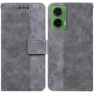 For Motorola Moto G35 Geometric Embossed Leather Phone Case(Grey)