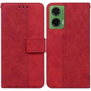 For Motorola Moto G35 Geometric Embossed Leather Phone Case(Red)