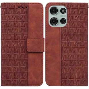 For Motorola Moto G75 5G Geometric Embossed Leather Phone Case(Brown)