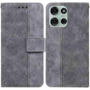 For Motorola Moto G75 5G Geometric Embossed Leather Phone Case(Grey)