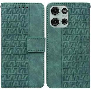 For Motorola Moto G75 5G Geometric Embossed Leather Phone Case(Green)