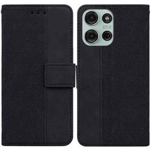 For Motorola Moto G75 5G Geometric Embossed Leather Phone Case(Black)