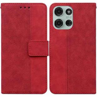 For Motorola Moto G75 5G Geometric Embossed Leather Phone Case(Red)