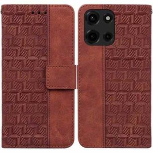 For Motorola Moto G 5G 2025 Geometric Embossed Leather Phone Case(Brown)