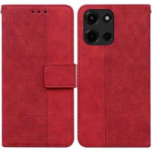 For Motorola Moto G 5G 2025 Geometric Embossed Leather Phone Case(Red)