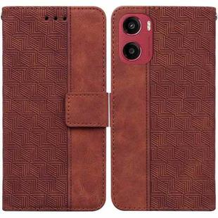 For Motorola Moto G05 / E15 Geometric Embossed Leather Phone Case(Brown)