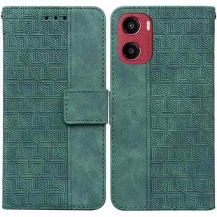 For Motorola Moto G05 / E15 Geometric Embossed Leather Phone Case(Green)