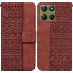 For Motorola Moto G15 Geometric Embossed Leather Phone Case(Brown)