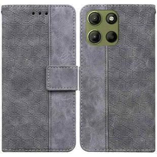 For Motorola Moto G15 Geometric Embossed Leather Phone Case(Grey)