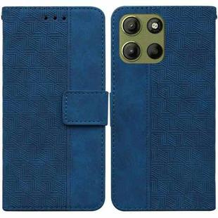 For Motorola Moto G15 Geometric Embossed Leather Phone Case(Blue)