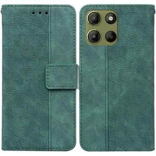 For Motorola Moto G15 Geometric Embossed Leather Phone Case(Green)