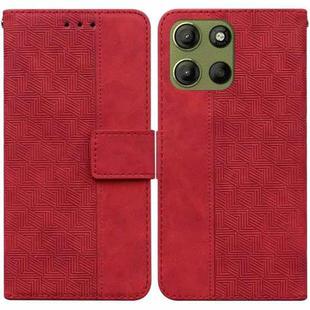 For Motorola Moto G15 Geometric Embossed Leather Phone Case(Red)