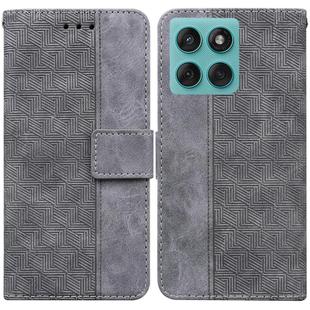 For Motorola Edge 60 Fusion / Edge 5G 2025 Geometric Embossed Leather Phone Case(Grey)