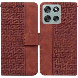 For Motorola Moto G56 5G / G66j 5G / G66y 5G Geometric Embossed Leather Phone Case(Brown)