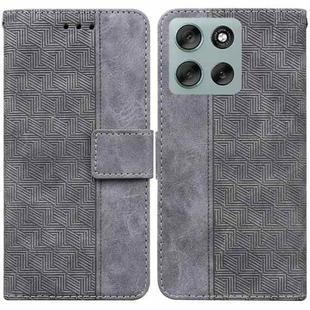 For Motorola Moto G56 5G / G66j 5G / G66y 5G Geometric Embossed Leather Phone Case(Grey)