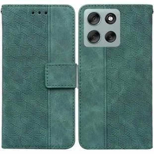 For Motorola Moto G56 5G / G66j 5G / G66y 5G Geometric Embossed Leather Phone Case(Green)