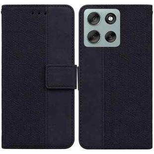 For Motorola Moto G56 5G / G66j 5G / G66y 5G Geometric Embossed Leather Phone Case(Black)