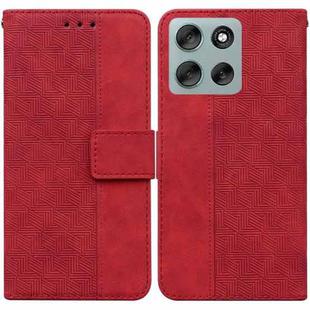 For Motorola Moto G56 5G / G66j 5G / G66y 5G Geometric Embossed Leather Phone Case(Red)