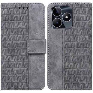 For Realme C53 / Narzo N53 Geometric Embossed Leather Phone Case(Grey)