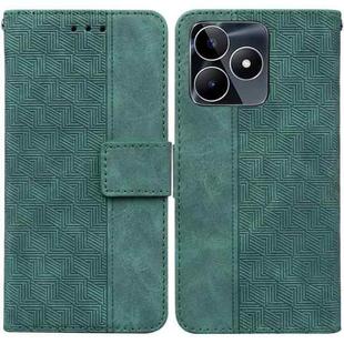 For Realme C53 / Narzo N53 Geometric Embossed Leather Phone Case(Green)