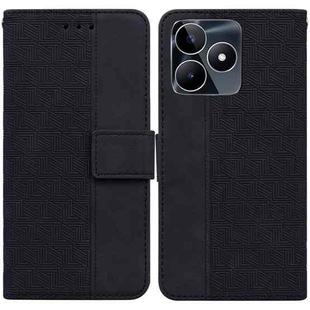 For Realme C53 / Narzo N53 Geometric Embossed Leather Phone Case(Black)