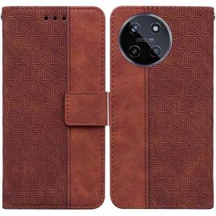 For Realme 11 4G Global Geometric Embossed Leather Phone Case(Brown)