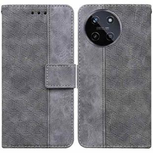 For Realme 11 4G Global Geometric Embossed Leather Phone Case(Grey)