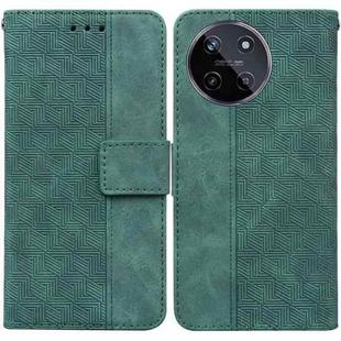 For Realme 11 4G Global Geometric Embossed Leather Phone Case(Green)