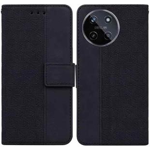 For Realme 11 4G Global Geometric Embossed Leather Phone Case(Black)