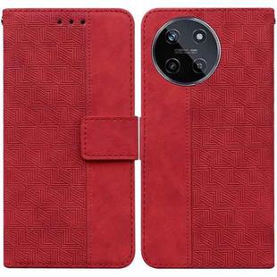 For Realme 11 4G Global Geometric Embossed Leather Phone Case(Red)