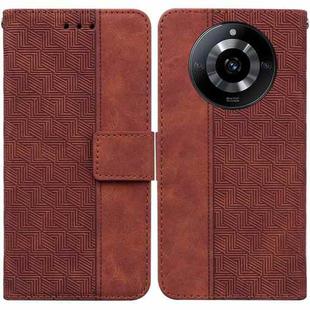 For Realme 11 5G/Narzo 60 India Version Geometric Embossed Leather Phone Case(Brown)