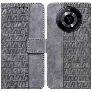 For Realme 11 5G/Narzo 60 India Version Geometric Embossed Leather Phone Case(Grey)