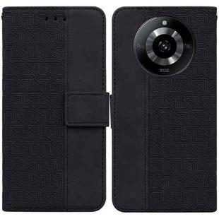 For Realme 11 5G/Narzo 60 India Version Geometric Embossed Leather Phone Case(Black)