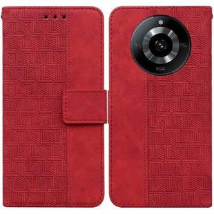 For Realme 11 5G/Narzo 60 India Version Geometric Embossed Leather Phone Case(Red)