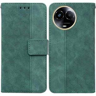 For Realme 11 5G Global Geometric Embossed Leather Phone Case(Green)