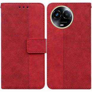 For Realme 11 5G Global Geometric Embossed Leather Phone Case(Red)
