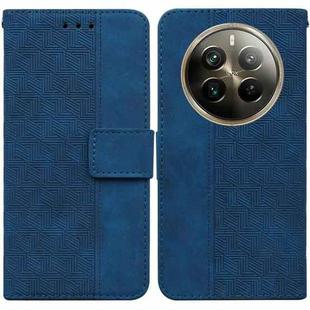 For Realme 12 Pro+ Global Geometric Embossed Leather Phone Case(Blue)