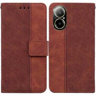 For Realme C67 4G Global Geometric Embossed Leather Phone Case(Brown)