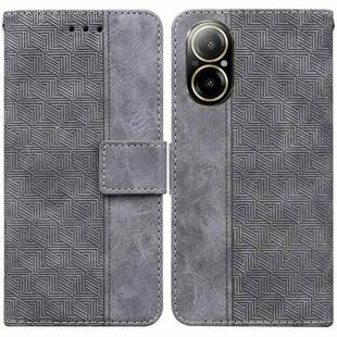 For Realme C67 4G Global Geometric Embossed Leather Phone Case(Grey)