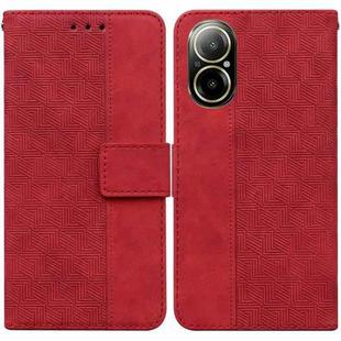 For Realme C67 4G Global Geometric Embossed Leather Phone Case(Red)