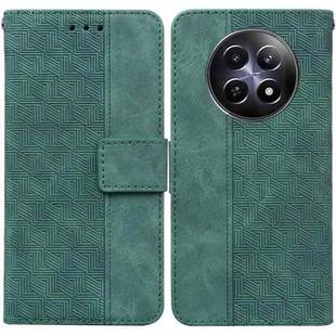 For Realme 12 5G Geometric Embossed Leather Phone Case(Green)