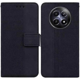 For Realme 12 5G Geometric Embossed Leather Phone Case(Black)