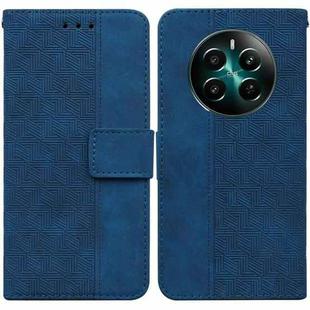 For Realme 12+ Geometric Embossed Leather Phone Case(Blue)