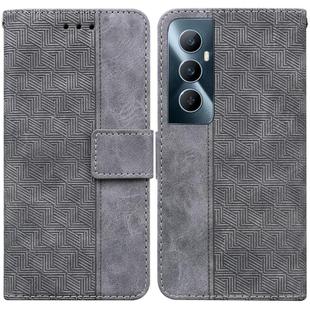 For Realme C65 4G Geometric Embossed Leather Phone Case(Grey)