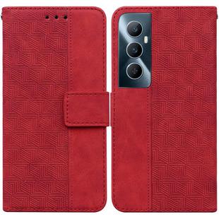 For Realme C65 4G Geometric Embossed Leather Phone Case(Red)