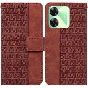 For Realme C61 / C63 / Note 60 Geometric Embossed Leather Phone Case(Brown)